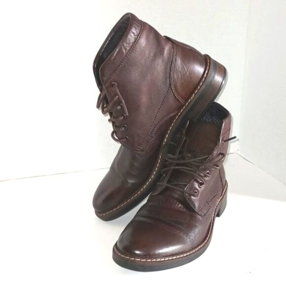Clarks Dark Brown Leather Lace-Up Mens Ankle Boots size 8 main image 9